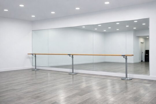 A simple room with a mirror and a wooden table, perfect for interior design or photography projects