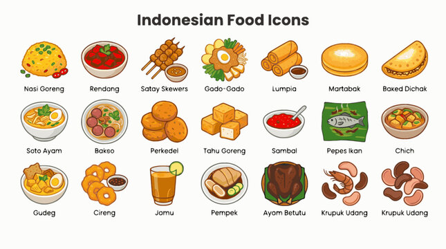 Indonesian Food Icons and Dishes