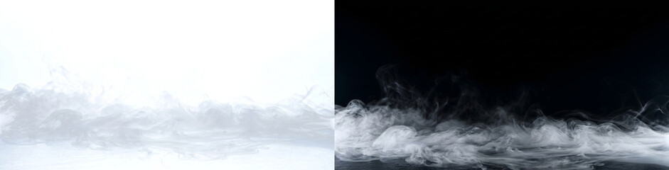 Smoke featuring realistic white drifting mist for atmospheric compositions with PNG, Transparent and Black Background Versions © Tanay