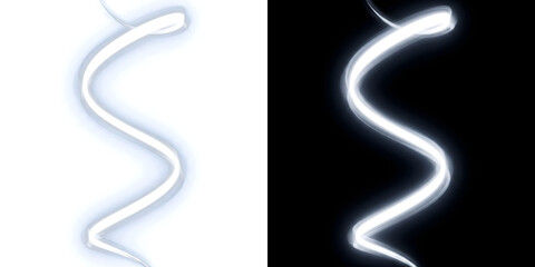 Light trail featuring radiant white flowing wave streak for creative design with PNG, Transparent and Black Background Versions © Tanay