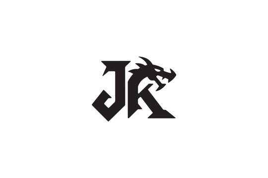 Gothic jk dragon logo design for branding and fantasy projects