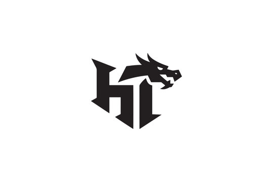Ht logo design featuring a fierce dragon head and gothic font elements