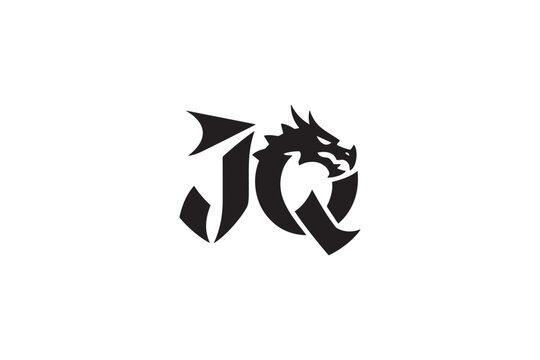 Jq logo featuring a fierce dragon head design modern branding element