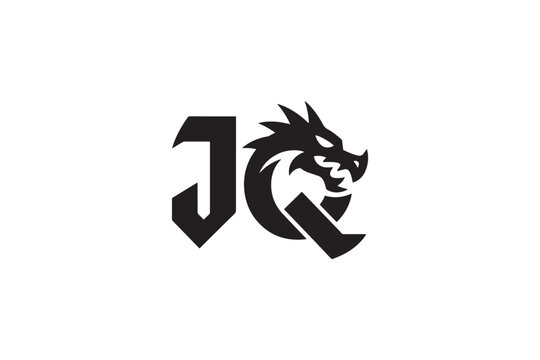 Jq logo with a fierce dragon design for a gaming or tech brand