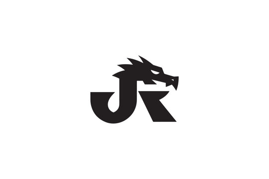 Jr logo featuring a fierce black dragon head and stylized letters