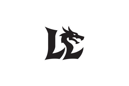 Ll logo design featuring a dynamic dragon head integrated with bold letterforms