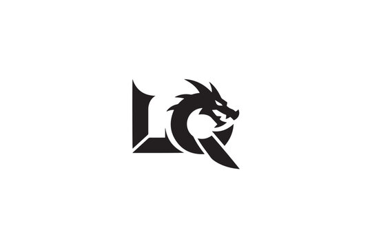 Lq logo design featuring a fierce dragon head integrated with bold lettering