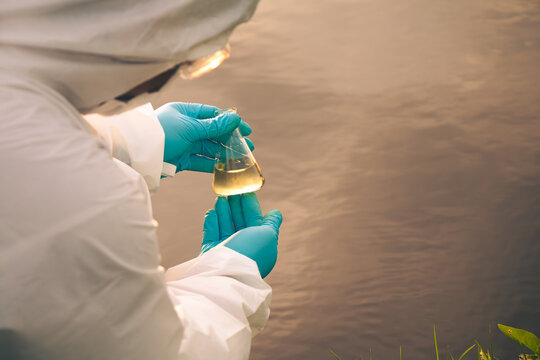 Close-up water inspection and laboratory analysis supporting clean water protection.