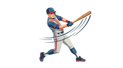Fototapeta premium Baseball Player Swinging Bat in Action.