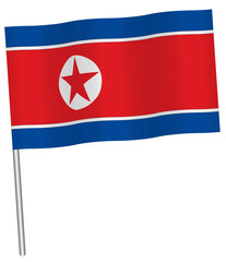 Fototapeta premium wind North Korea wavy flag icon vector illustration
