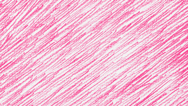Pink crayon scribble texture on a white background, diagonal lines pattern.