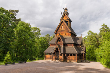 Gol stave wooden church in folk museum, oslo norway © OttoPles