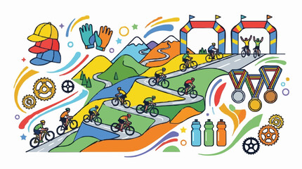 Obraz premium Zigzag mountain climb for tour de france competitors