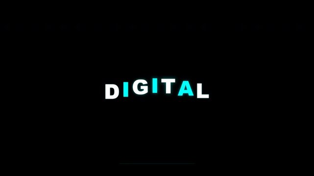 Cyan glowing digital text animation for tech and modern communication
