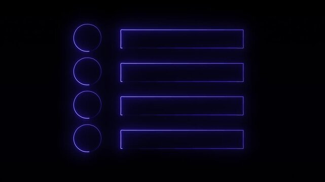 Neon menu button icon , Glowing neon line Restaurant cafe menu icon animation.Animation of Neon menu button icon , Glowing neon line Restaurant cafe menu icon .Blue neon menu and black background.