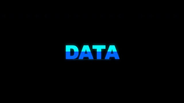 Blue glowing digital data text animation for technology and information

