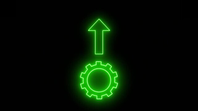 Process improvement and productivity growth concept. productivity growth, efficient processes .green color neon line and black background .