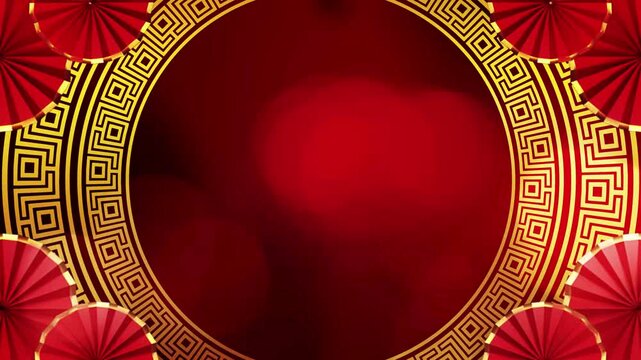 Chinese New Year, red and gold decorations, lanterns, festive background, greeting card template