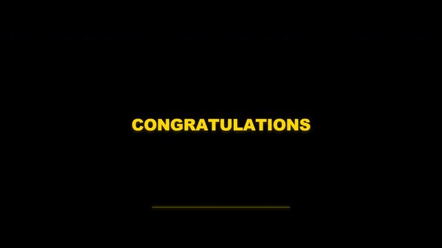 Golden yellow congratulations text animation for success and achievement
