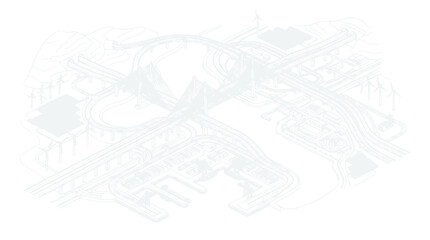 Obraz premium Isometric Urban Infrastructure and Logistics Transportation Hub Wireframe Illustration