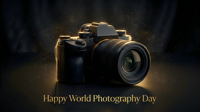 Professional dslr camera with lens studio lighting world photography day