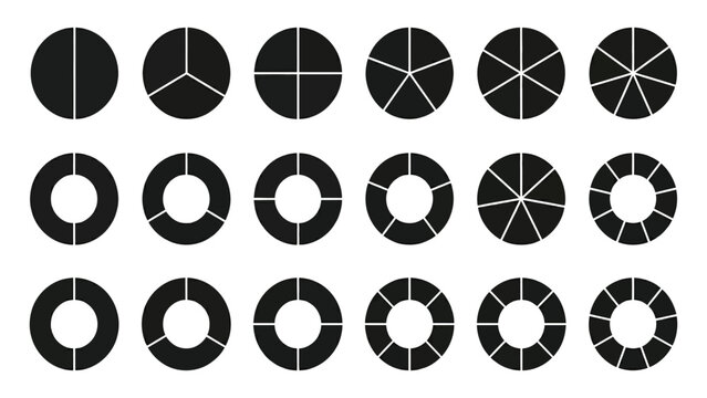 Pie charts and donut diagrams provide a visual representation of statistical data segments.