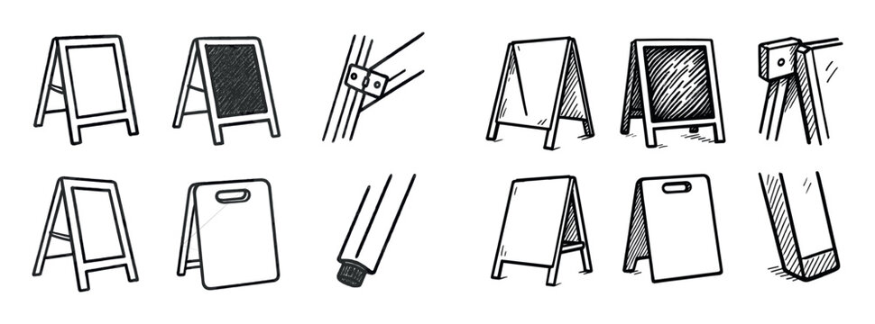 Sign icons with sandwich board easel sketch