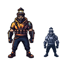 Obraz premium Cartoon Lighthouse Keeper Character with Beard and Nautical Gear.