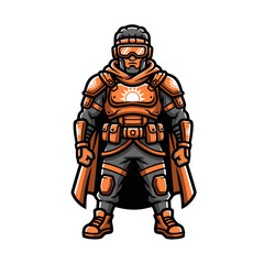 Obraz premium Futuristic Warrior Character Design Orange Armor.