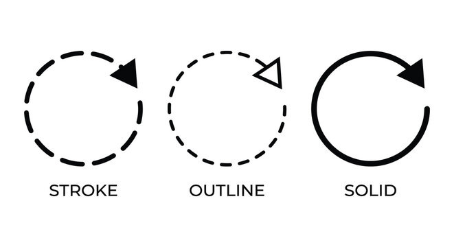 Circular arrow variations in black and white line art depicting cyclical processes