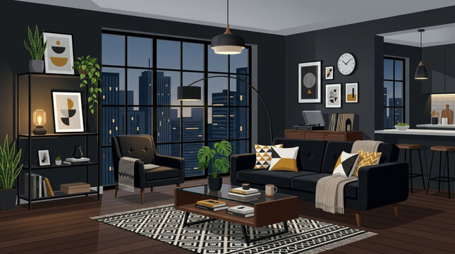 living room interior with fireplace