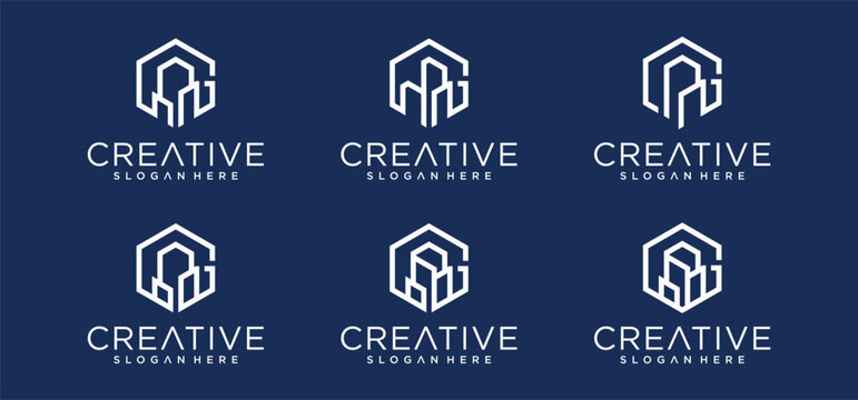 Modern Construction Letter G Logo Design with Geometric Architecture Style