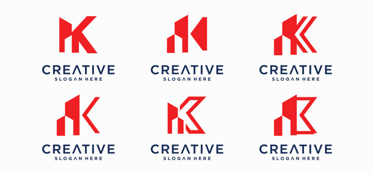 Modern Construction Letter K Logo Design with Geometric Architecture Style