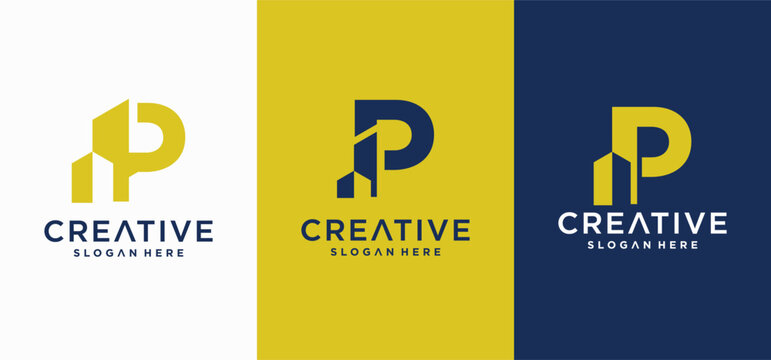 Modern Letter P Skyscraper Logo for Construction and Architecture