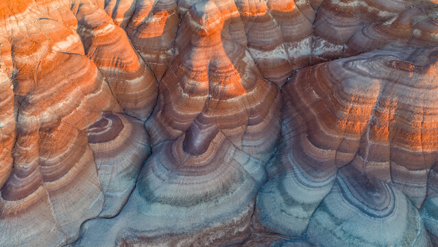 View from above of Bentonite HIlls near Handksville, Utah