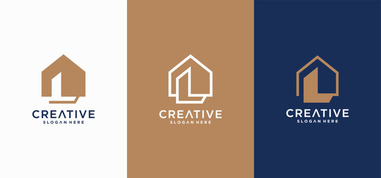 Modern Geometric Letter L Skyline Logo with Skyscraper Architecture