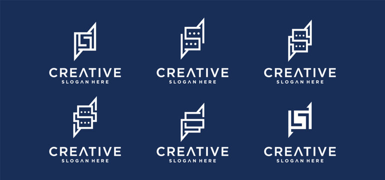 Speech bubble logo initial S logo vector illustration logo communication chat logo design chat application vector