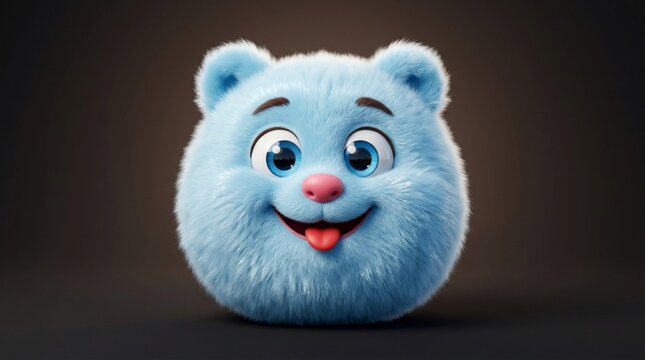 Cute blue cartoon bear face with smiling expression