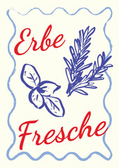Obraz premium Erbe Fresche Fresh Italian Kitchen Herbs Aesthetic Vintage Botanical Poster