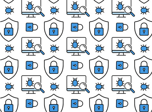 Cyber security seamless repeat pattern for tech company website background