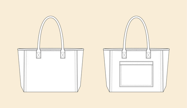 womens bag illustration showing front and back views of a classic casual shopping accessory design