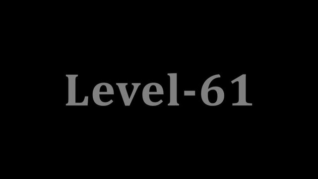 Level-61 text animation with glitch effect on black background for game or video.
