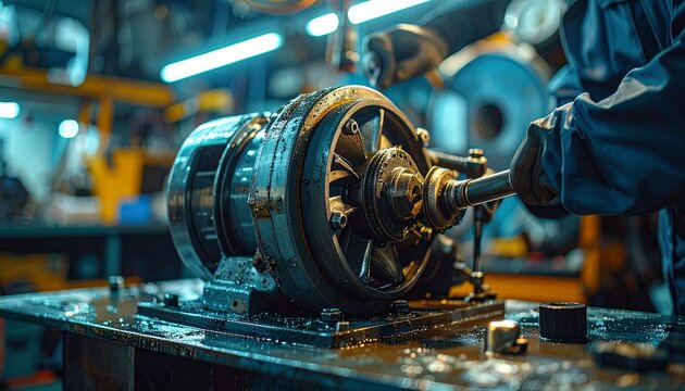 Industrial worker operating heavy machinery equipment.