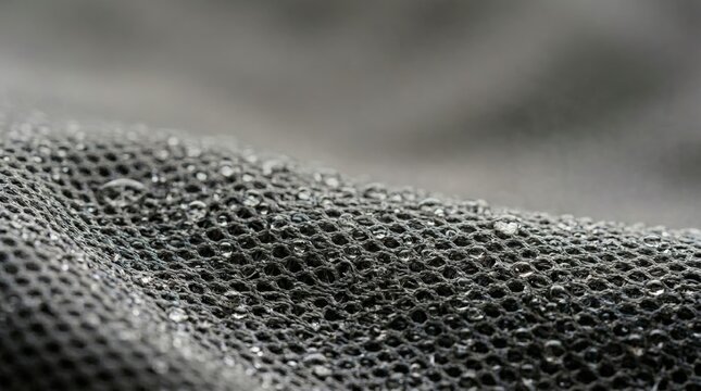 Breathable mesh fabric with water droplets macro