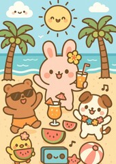 Obraz premium Cute summer beach vibes