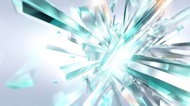 Abstract crystal formation with light effects on transparent background