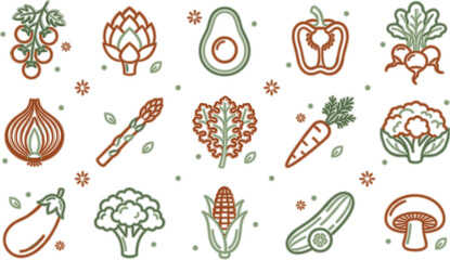 Art & IllustrationGame Sewing and NeVegetable Line Art Vector Collection Featuring Tomato Onion tor  © MdRashed