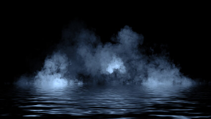 Obraz premium View mystic smoke on the floor. Paranormal fog isolated on black background. Design element.