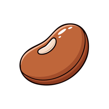 A single brown kidney bean with a prominent lighter hilum depicted in a cartoonish graphic style