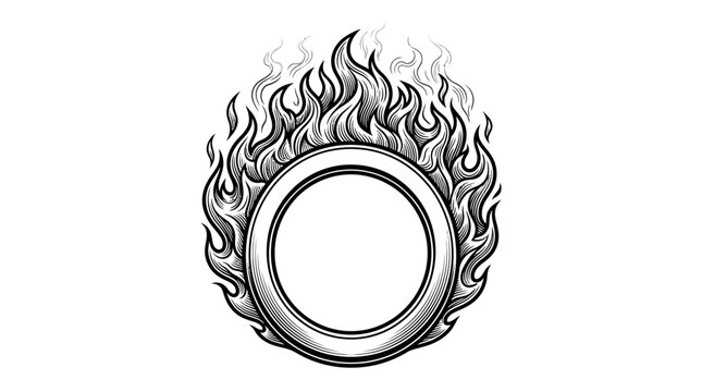 Burning wheel with flame design.